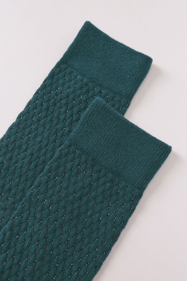 Women'secret Green long mesh socks printed