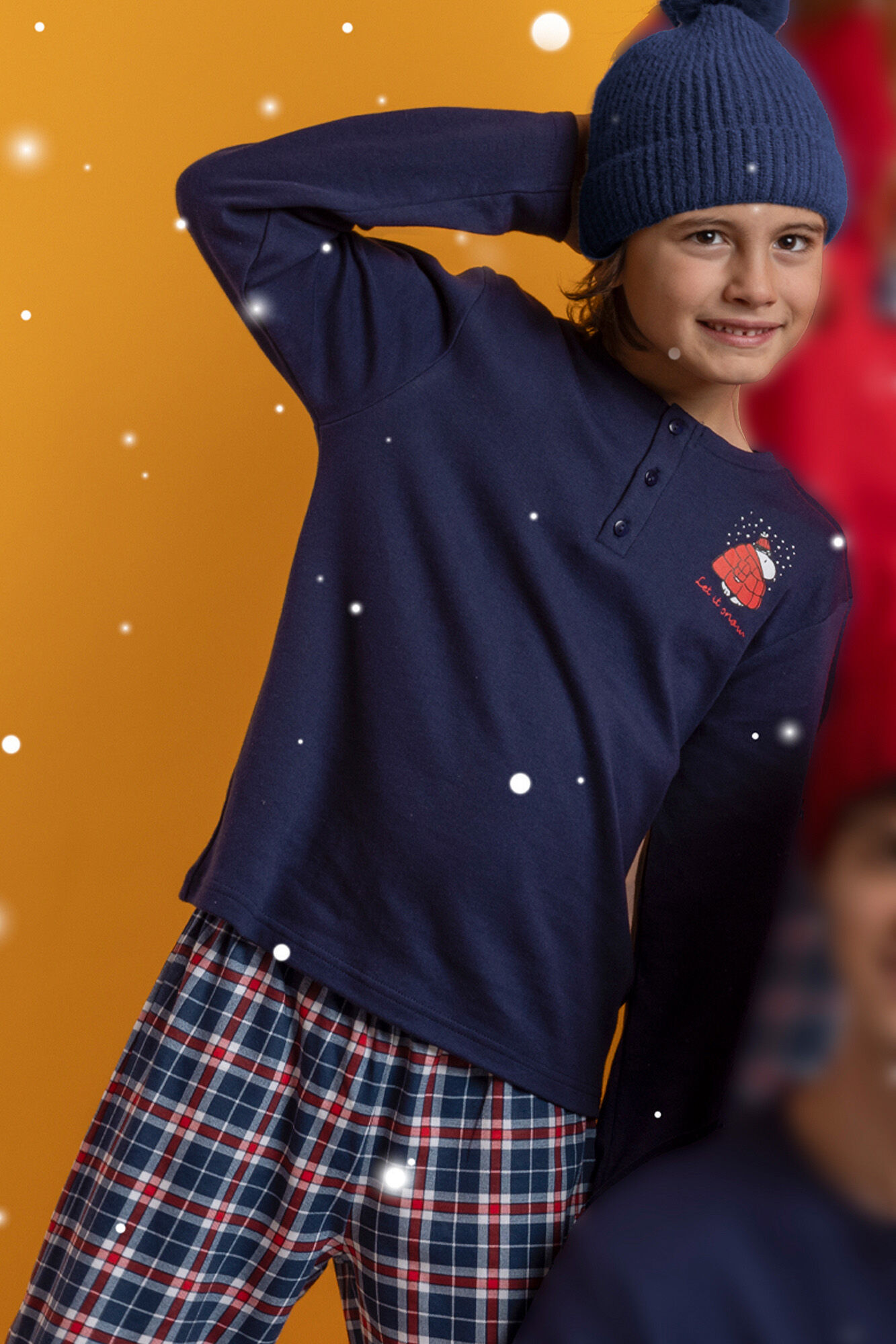 Admas Pijama infantil largo Snoopy cuadros 100% algod&oacute;n