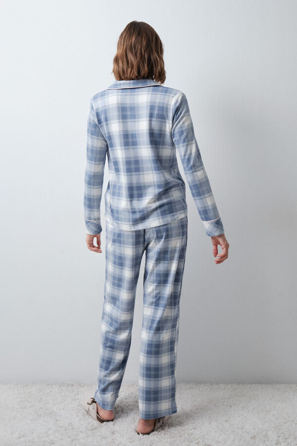 Women'secret Pyjama long chemise &agrave; carreaux bleu