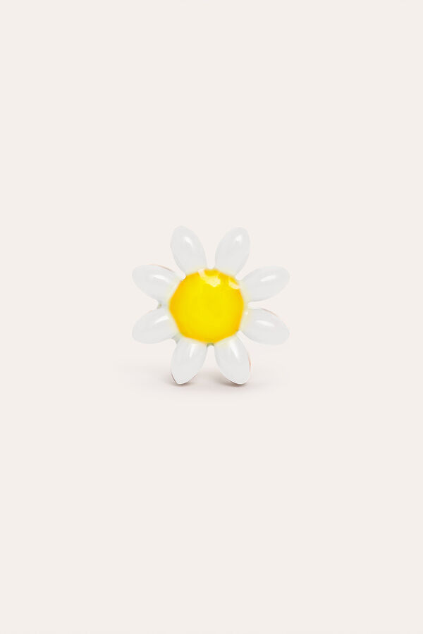 Womensecret Pendiente Suelto White Daisy May Acero Baño Oro amarillo