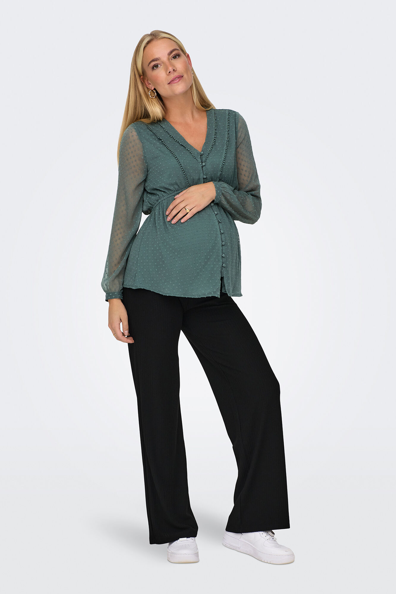 Only Maternity Pantal&oacute;n wide canal&eacute; de tiro alto premam&aacute;