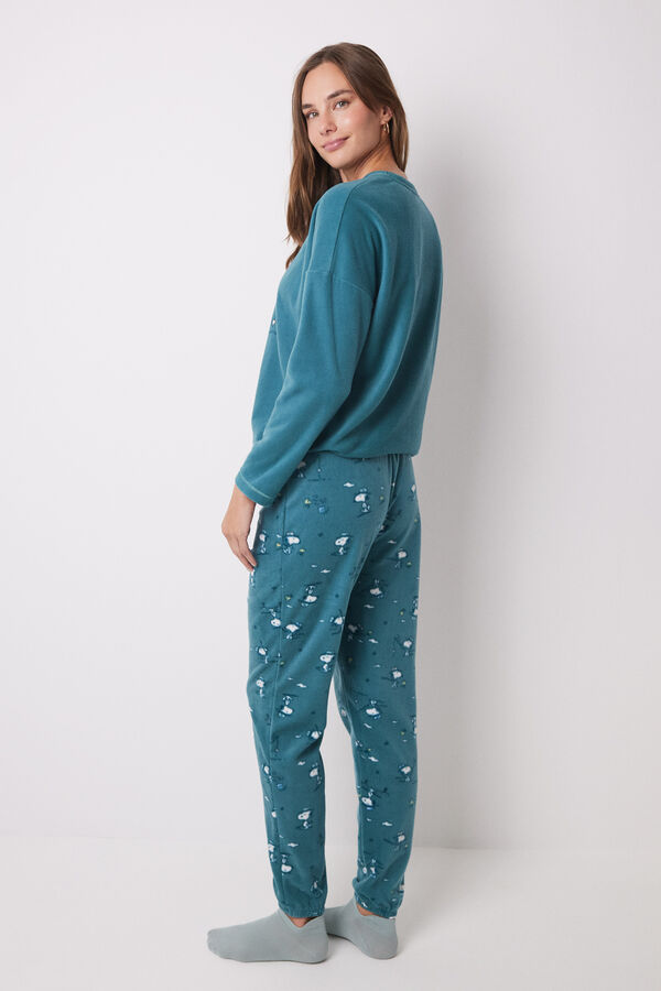 Womensecret Snoopy soft fleece long pajamas green