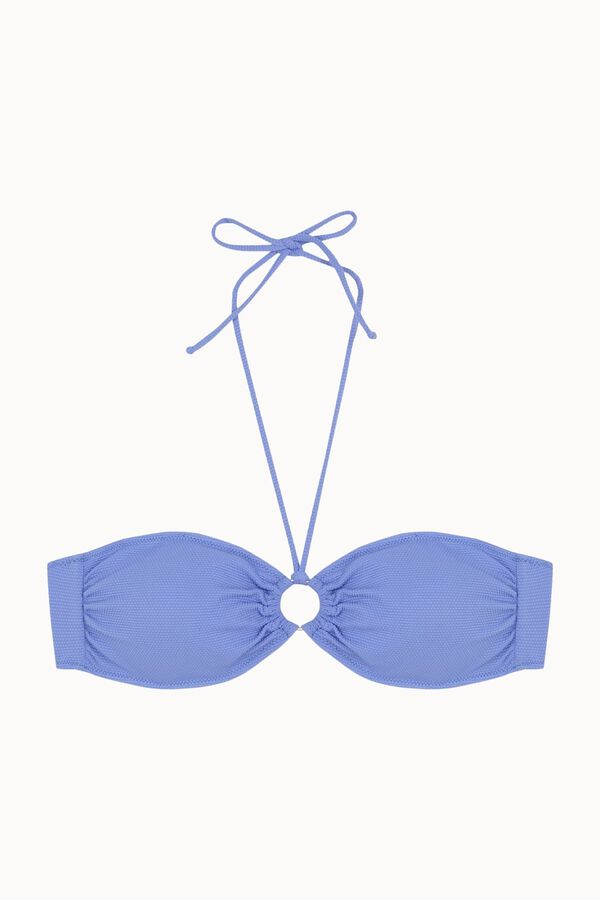 Bohodot Bandeau bikini top with central ring blue