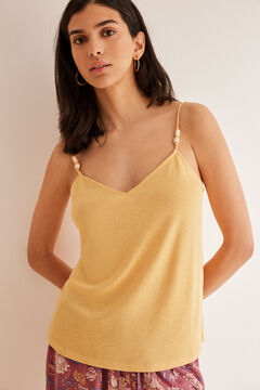 Womensecret Teksturirana žuta majica s naramenicama Žuta