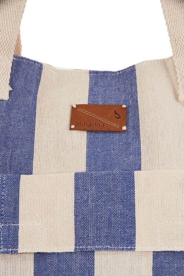 Womensecret Beach bag with blue striped print blue