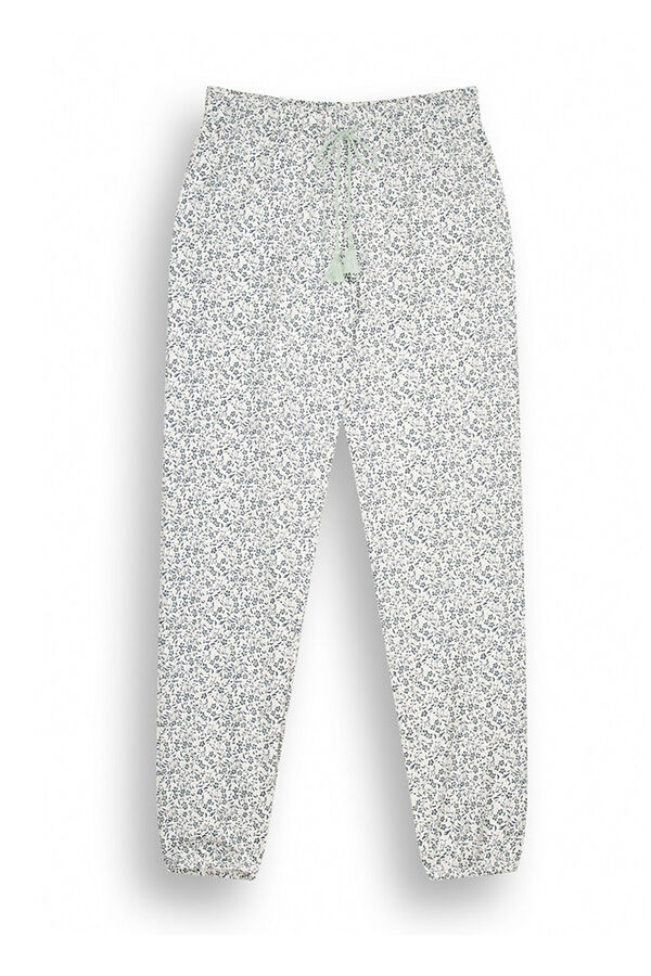 Womensecret Pantalón skinny 100% algodón print flores verde