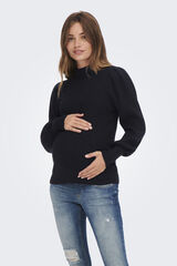 Only Maternity Jersey de punto premam&aacute; de cuello alto y mangas abullonadas negro