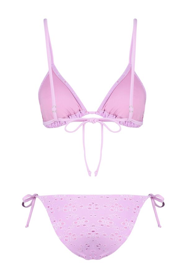 Trendyol Brocade triangle bikini set pink