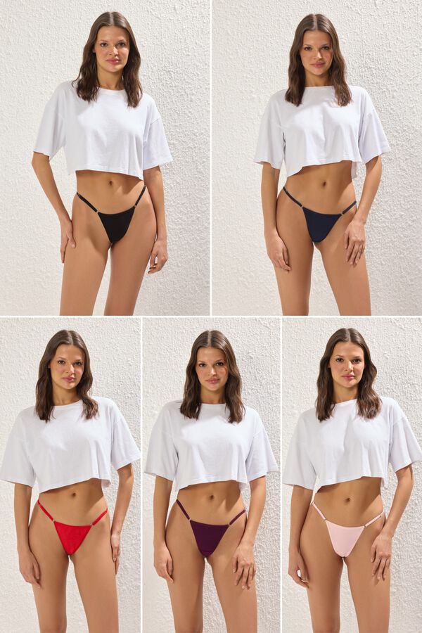 Trendyol Pack de 5 tangas hilo invisibles estampado