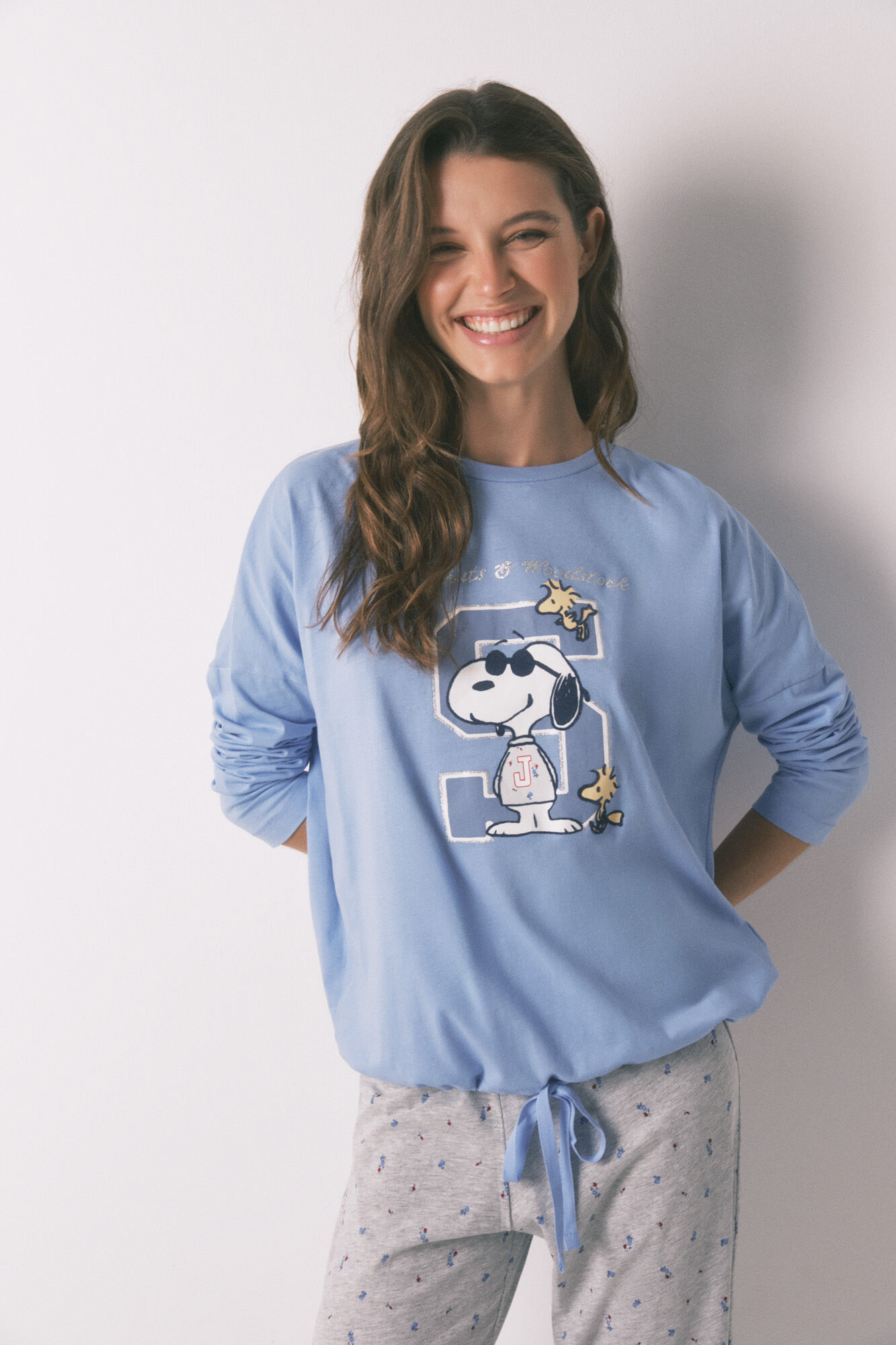 Women'secret Long blue Snoopy cotton pyjamas