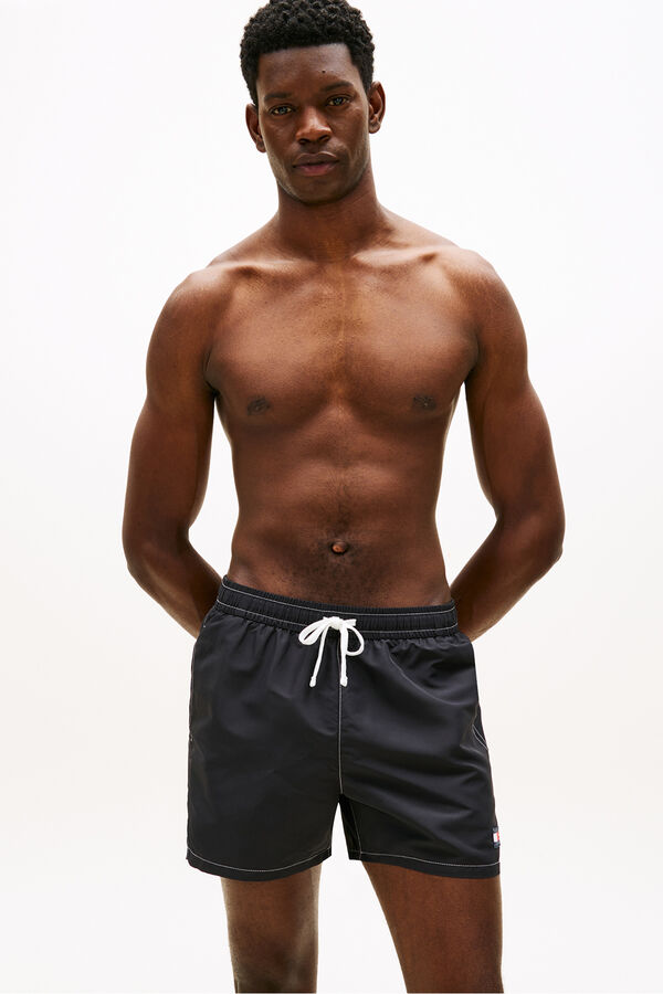 Tommy Hilfiger Embroidered flag men's swimwear black