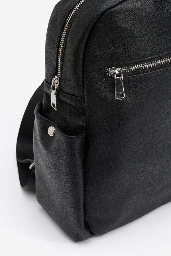 Vilanova Mochila com Al&ccedil;a de Tecido preto