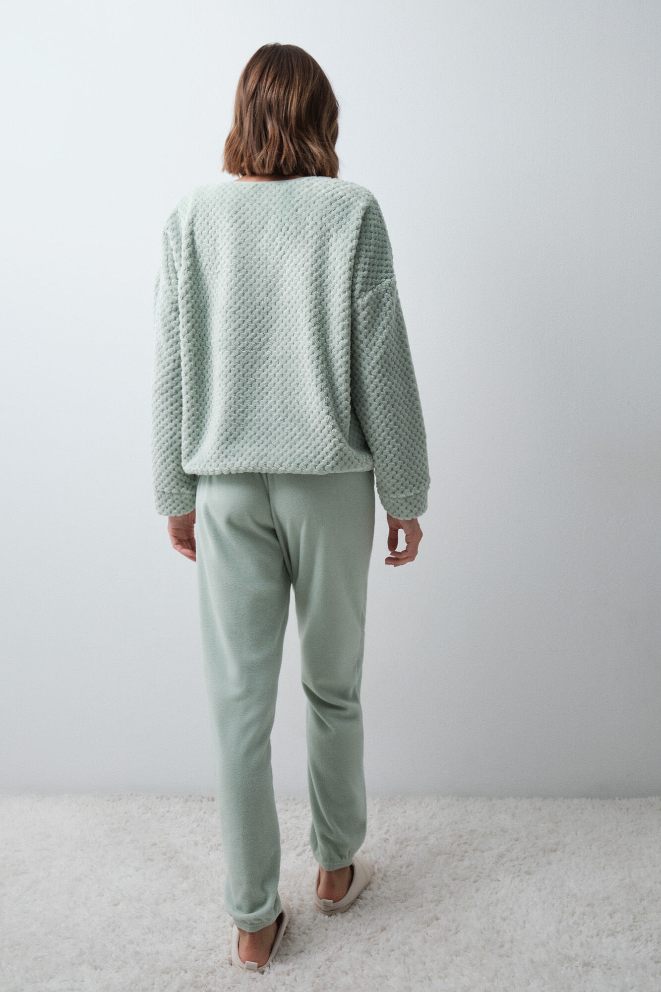 Women'secret Green fleece long pyjamas