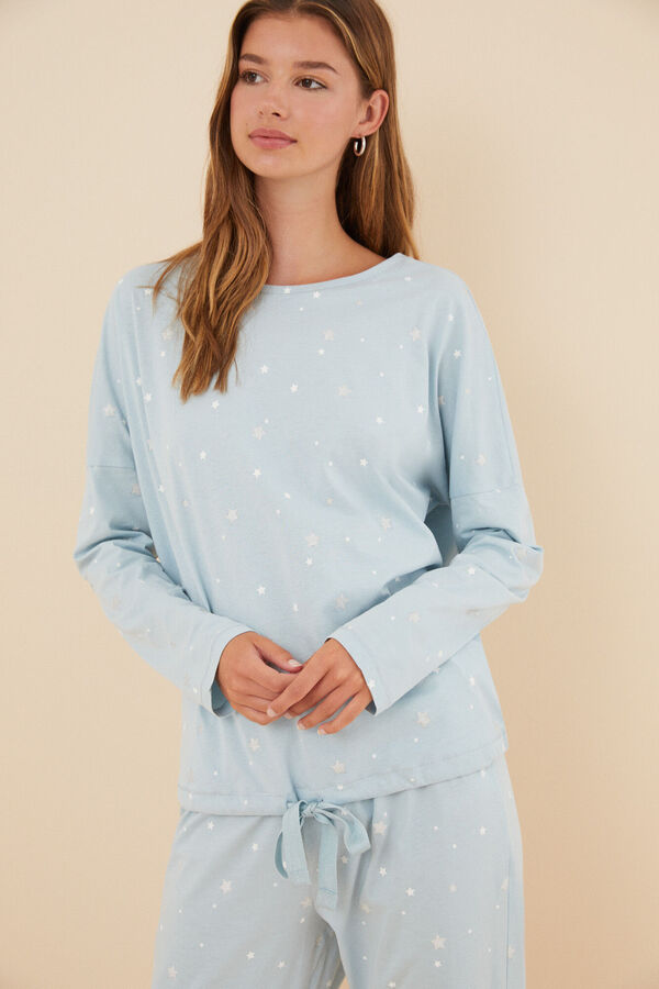 Womensecret Csillagmintás kék pizsama 100% pamutból kék
