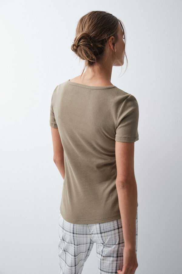 Women'secret T-shirt &agrave; manches courtes en coton vert imprim&eacute;