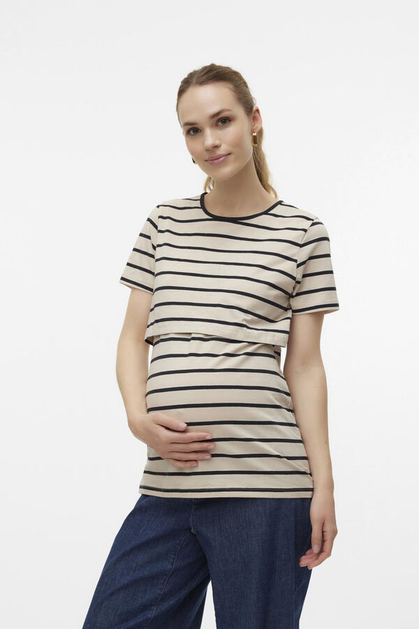 Womensecret Short-sleeved maternity and nursing T-shirt beige