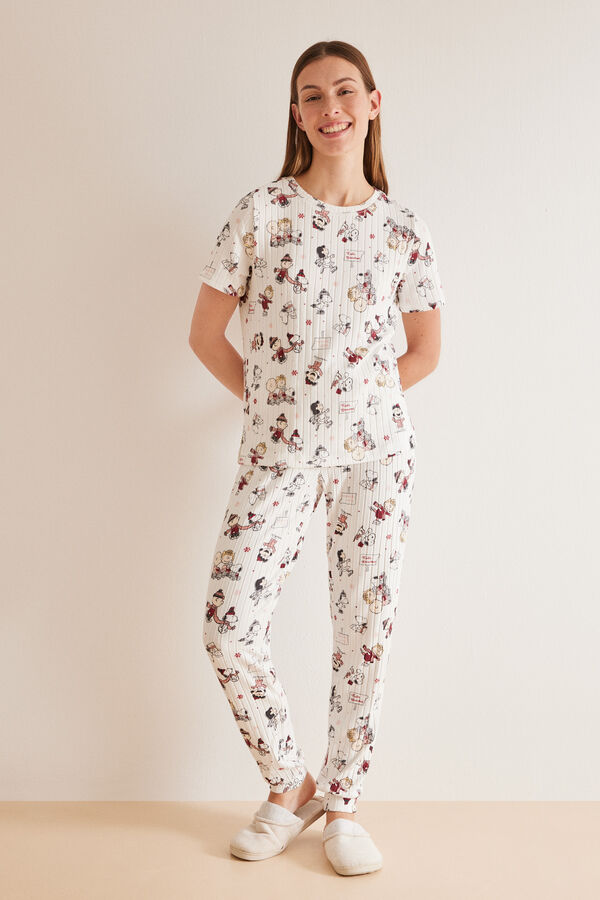 Womensecret Snoopy print short-sleeved pyjamas beige