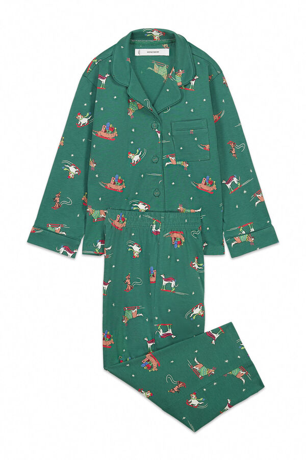 Women'secret Children's pyjamas with 100% cotton puppies green