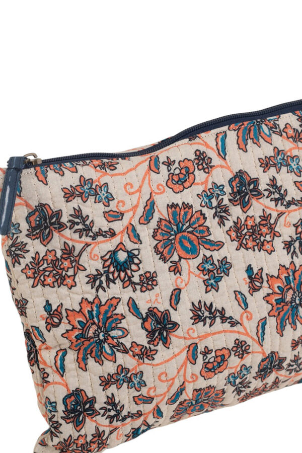 Kbas Bolsa de higiene pessoal com flor de algod&atilde;o castanho