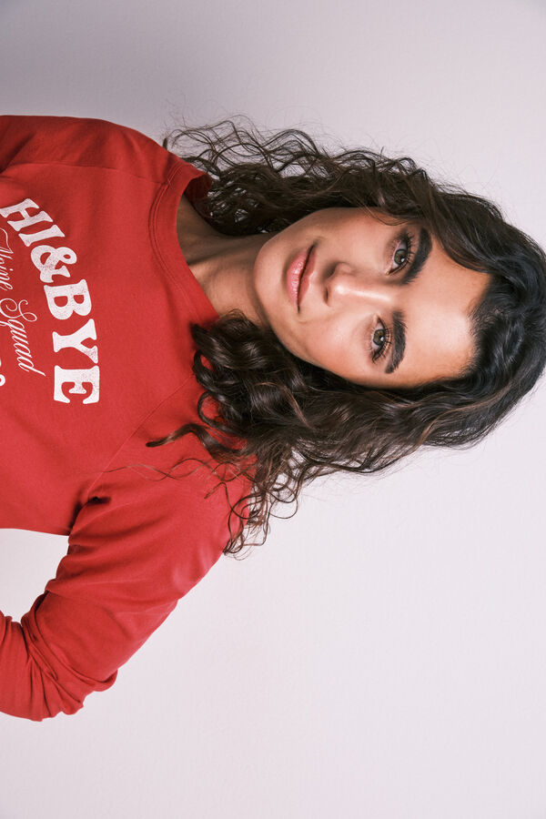 HI&BYE Red cotton plaid long pyjamas red