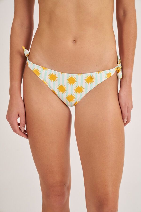 Bohodot Striped and sun print classic bikini bottoms white