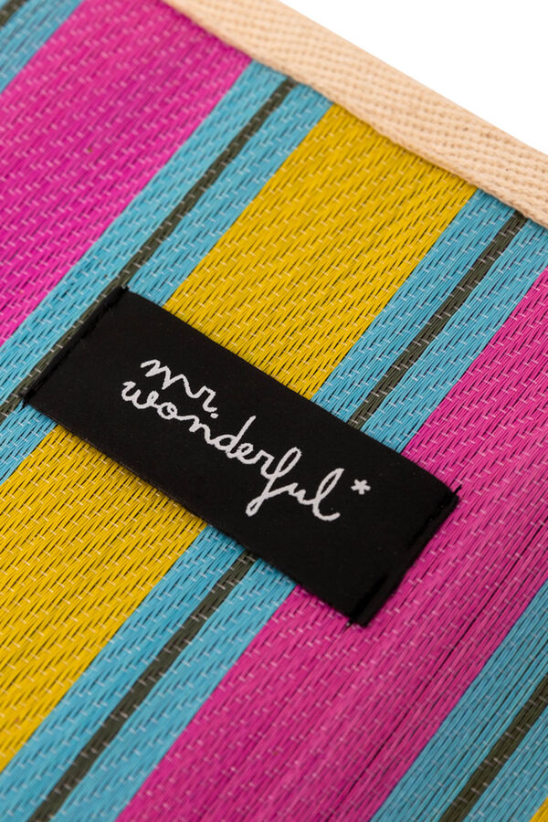 Mr. Wonderful Stripe pattern bag-Yellow, blue and purple Print