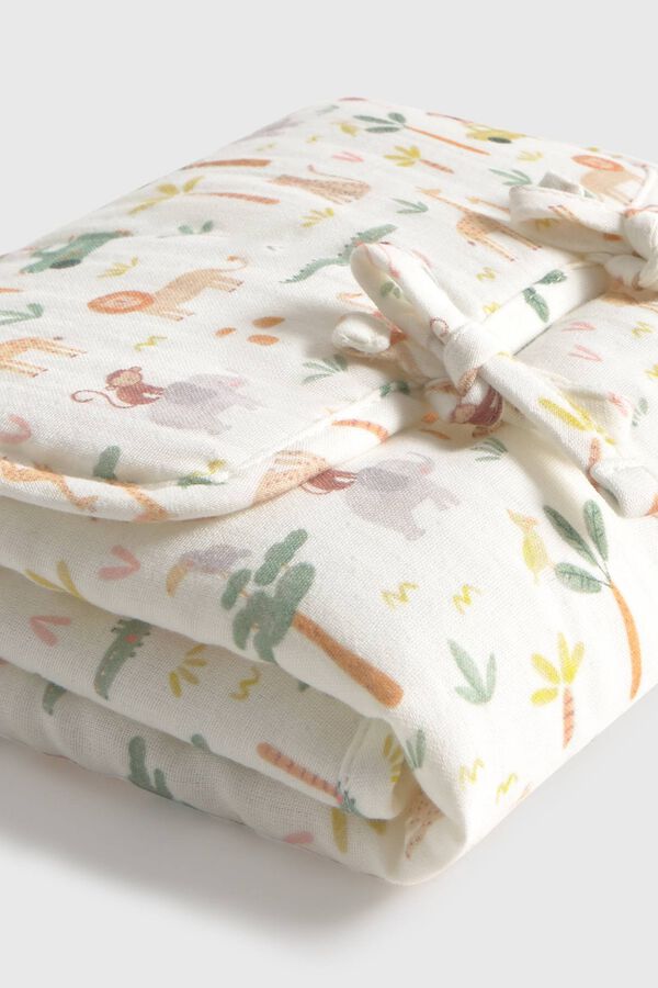 Textura Cambiador de algod&oacute;n jungla blanco