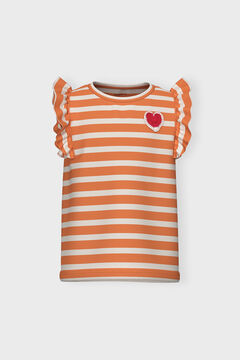 Womensecret Camiseta niña sin mangas de rayas naranja