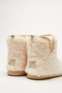 Womensecret Ivory faux shearling slipper boots beige