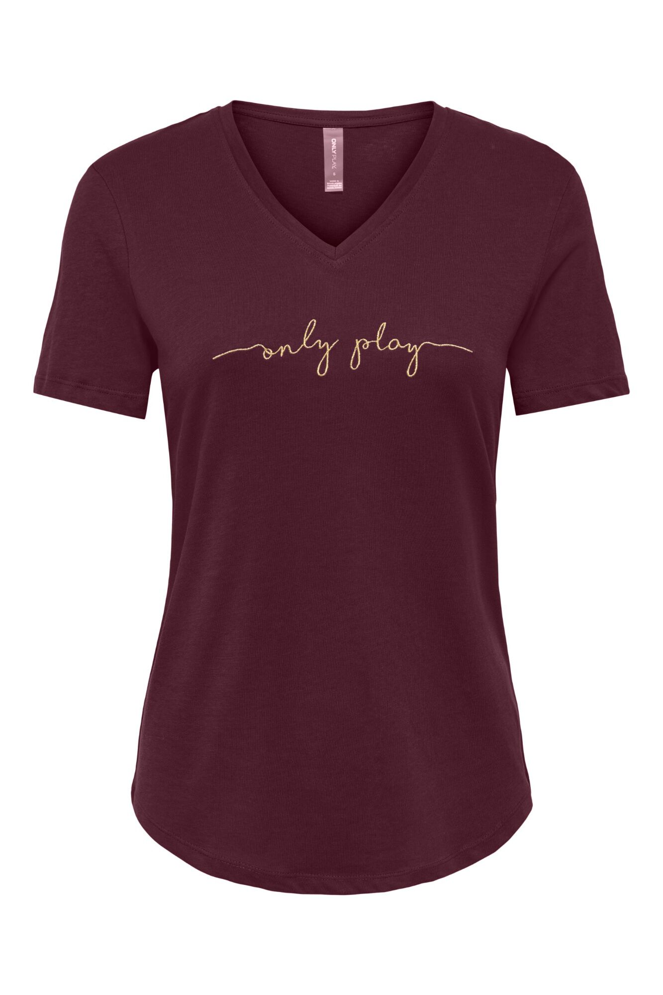 Only Play Camiseta cuello en V bordado dorado