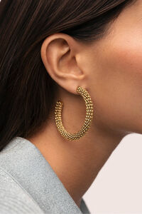 Singularu Gold-plated steel disc hoop earrings
