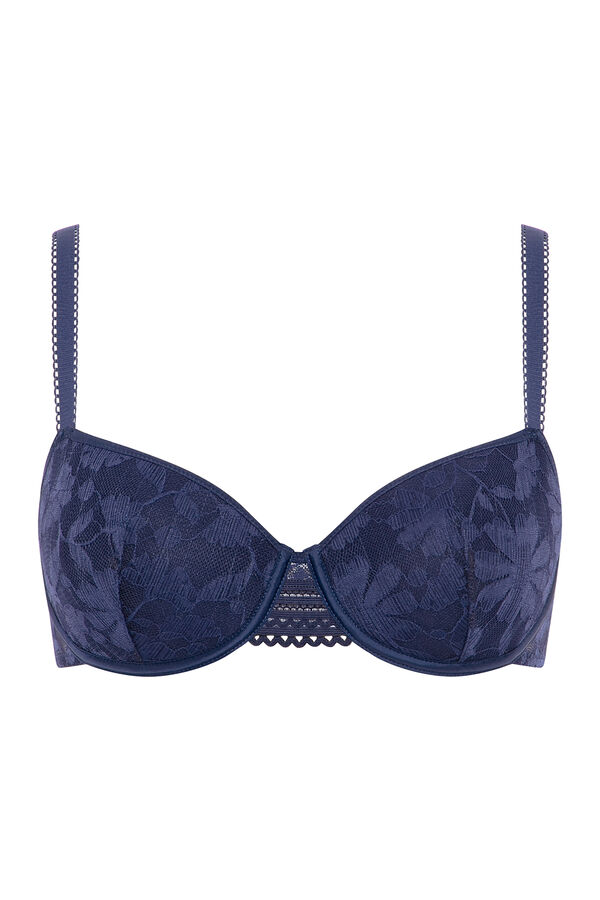 Womensecret Marta balconette spacer fabric bra with floral lace Blau