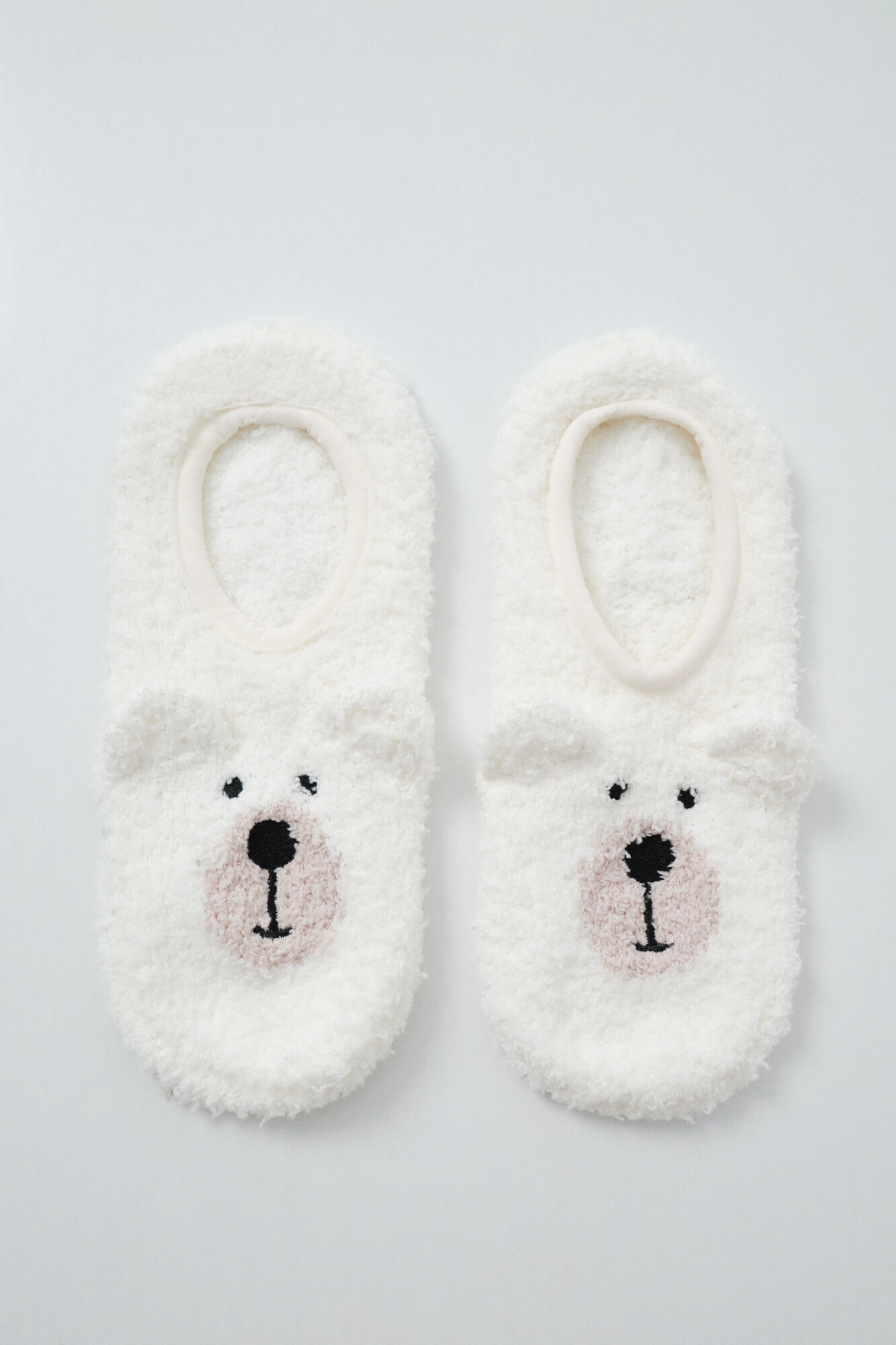 Women'secret Beige bear slip-on socks
