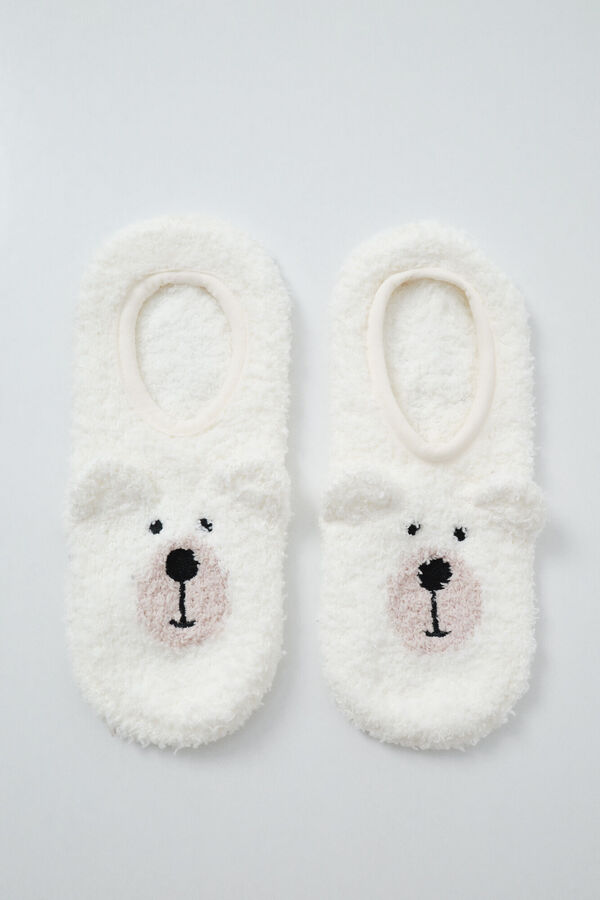 Women'secret Beige bear slip-on socks brown
