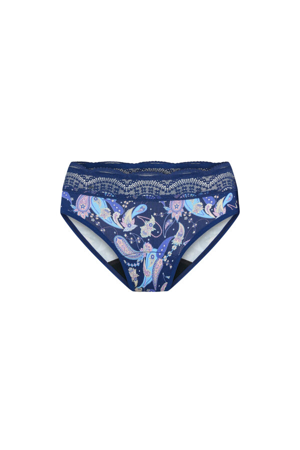 Modibodi Navy bamboo high-waisted lace period panty heavy flow blue
