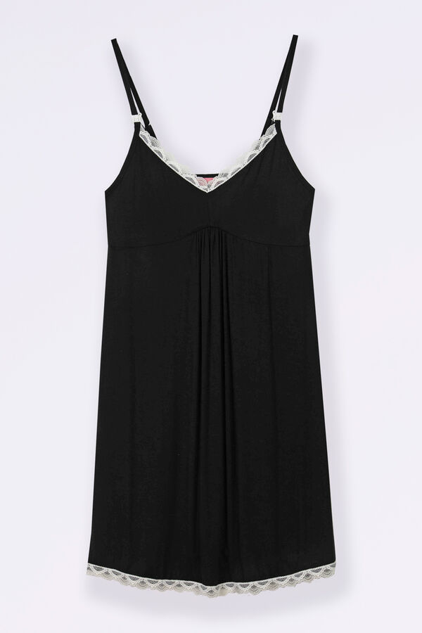Womensecret Nursing nightgown with contrast lace noir