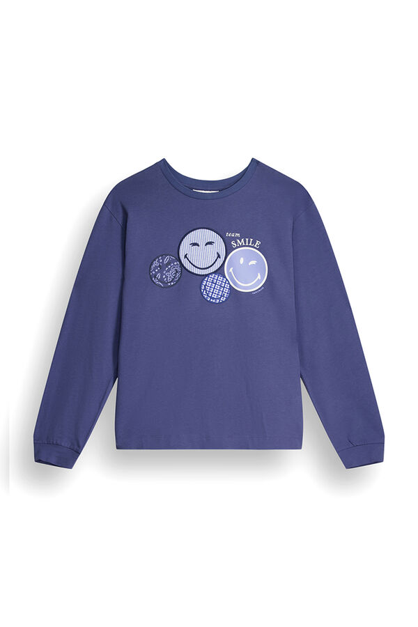 Womensecret SmileyWorld ®-mintás, 100% pamut kék pulóver kék