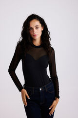Pieces long sleeve bodysuit black