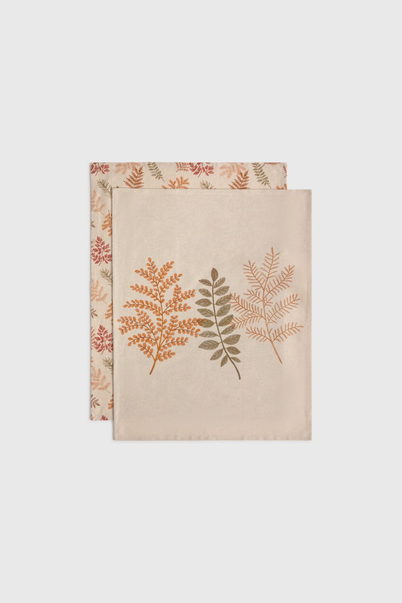 Textura Set aus 2 Baumwollservietten mit besticktem Blatt