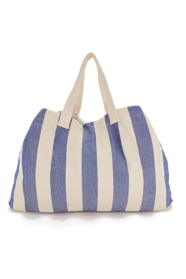 Womensecret Beach bag with blue striped print blue