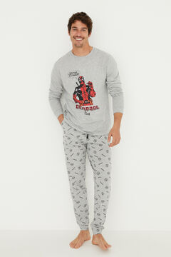 Womensecret Pyjama long Deadpool 100 % coton gris gris