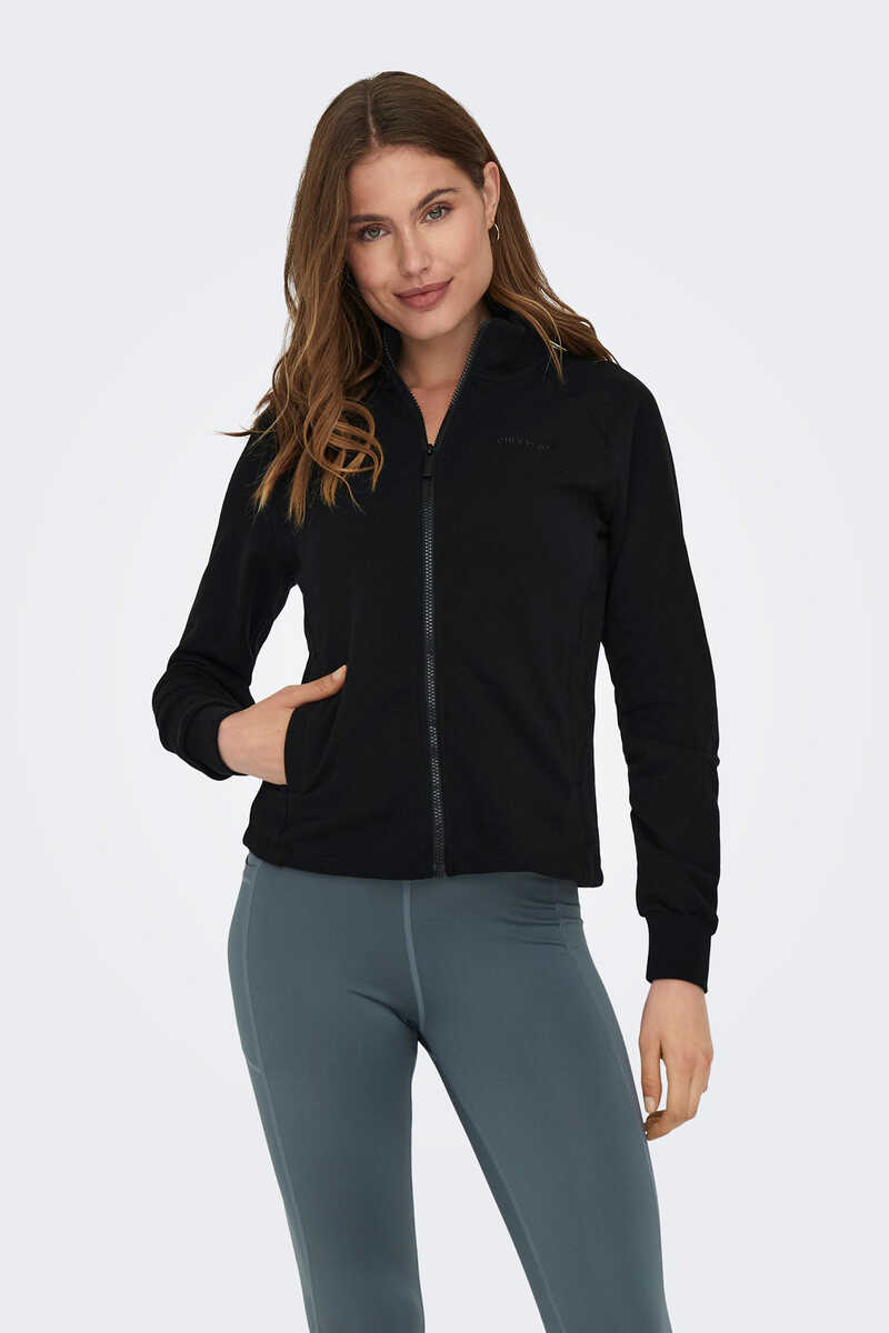 Womensecret Sweatshirt básica com fecho-éclair preto