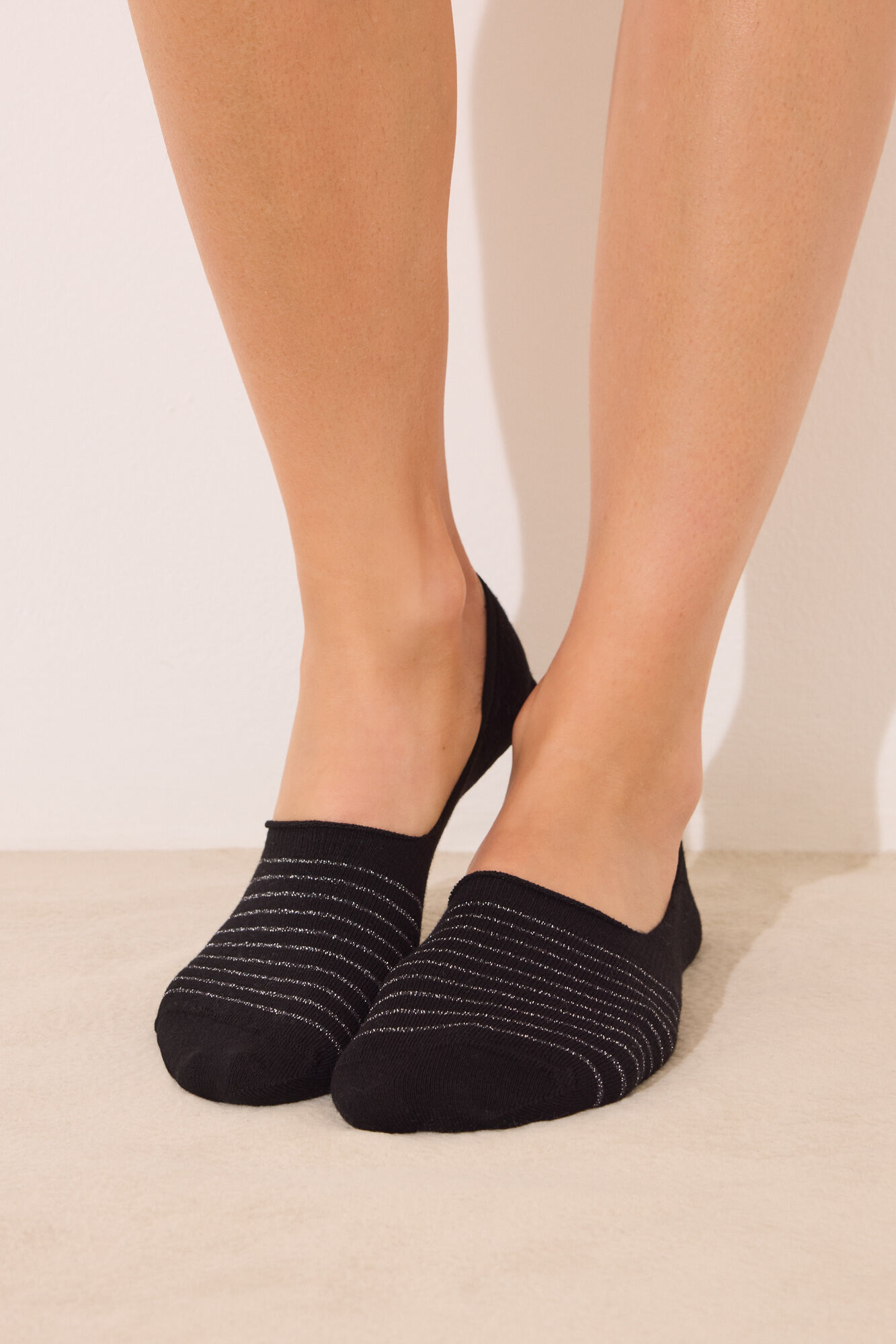 Women'secret 3-pack black cotton no-show socks