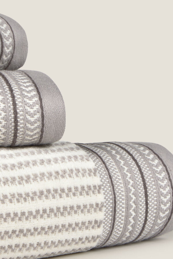 Textura Toalla rizo velour rayas gris