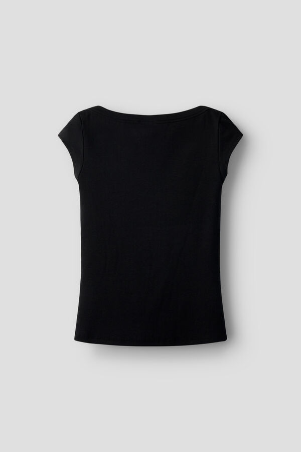 Lmtd Camiseta manga corta canal&eacute; el&aacute;stico negro