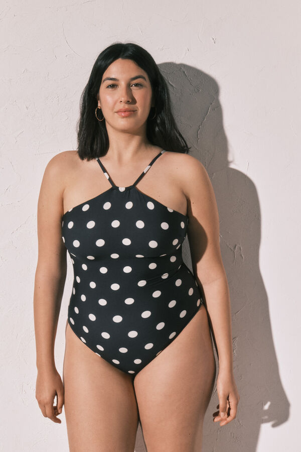 Women'secret Black shaping polka-dot print swimwear black