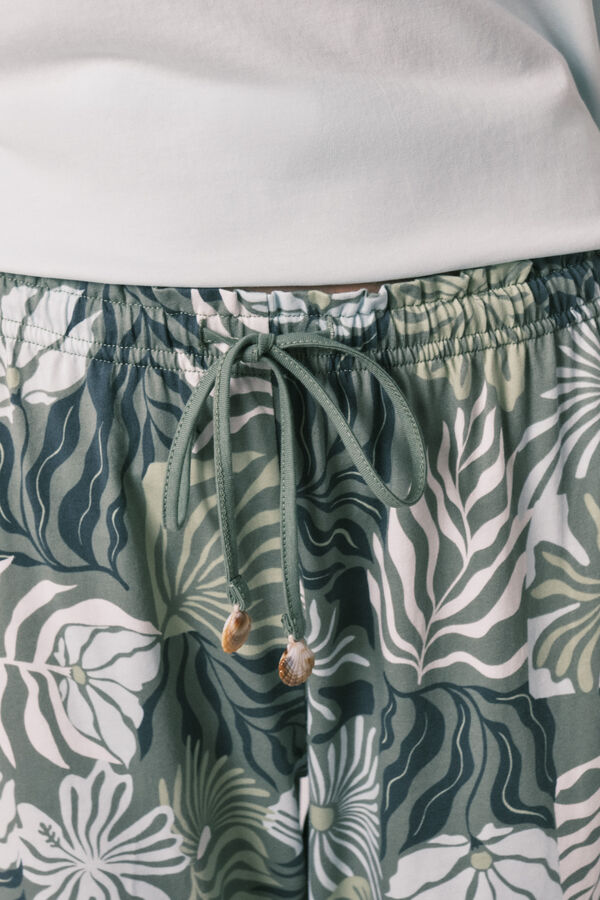 Women'secret Stitch print short sleeve long pyjamas blue