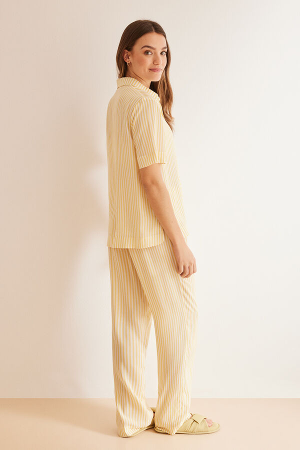 Womensecret Yellow striped viscose classic pyjamas Print