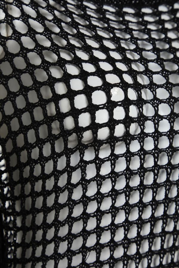 Trendyol Vestido corto crochet manga larga negro