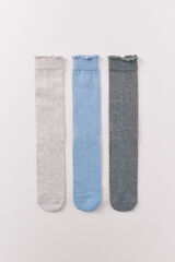 Women'secret Blue lurex long socks 3-pack printed